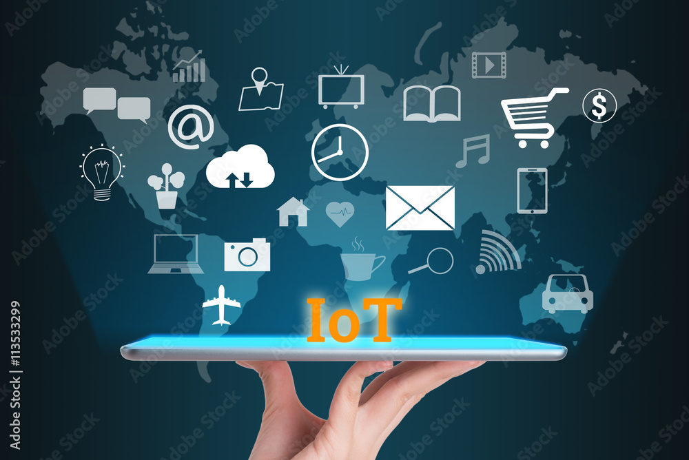 woman hand using smart phone in concept internet of things with woman hand using smart phone in concept internet of things with