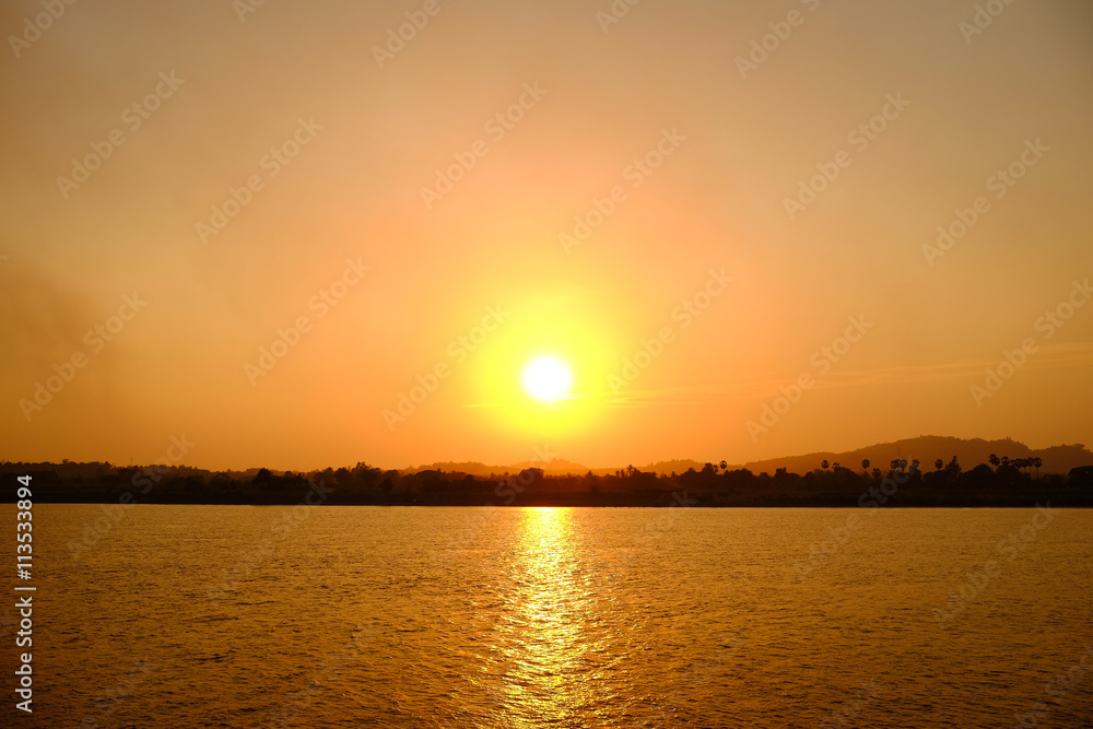 Beautiful River Sunset at Hpa An, Myanmar