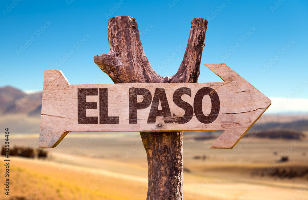 El Paso directional arrow in a desert