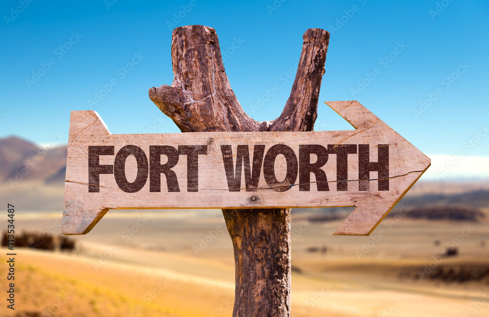 Fort Worth directional arrow in a desert