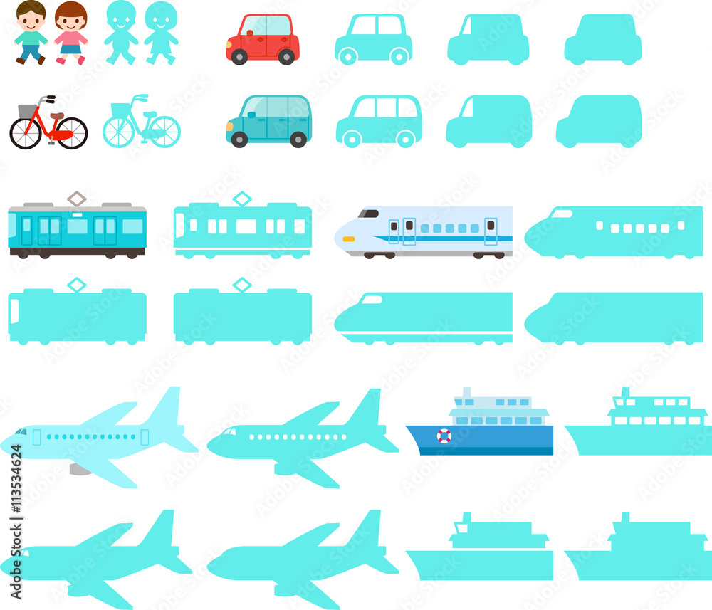 様々な交通手段のイラストセット Stock Vector Adobe Stock