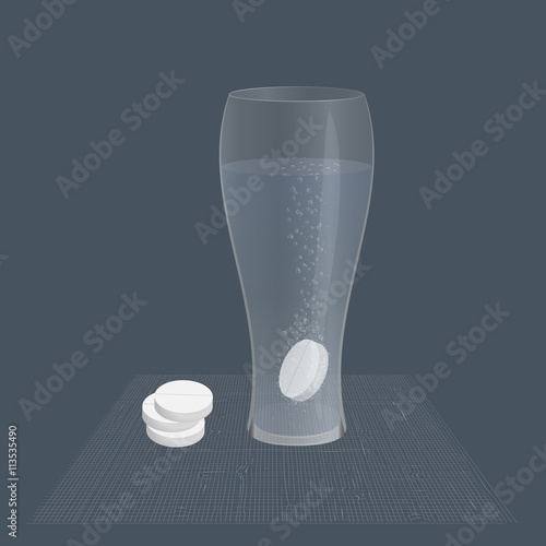 effervescent tablet in a glass of water
