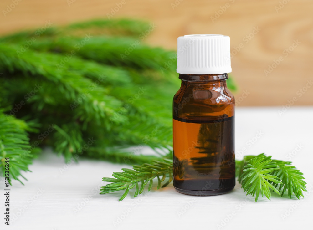 Small bottle of essential spruce (fir) oil Small bottle of essential spruce (fir) oil