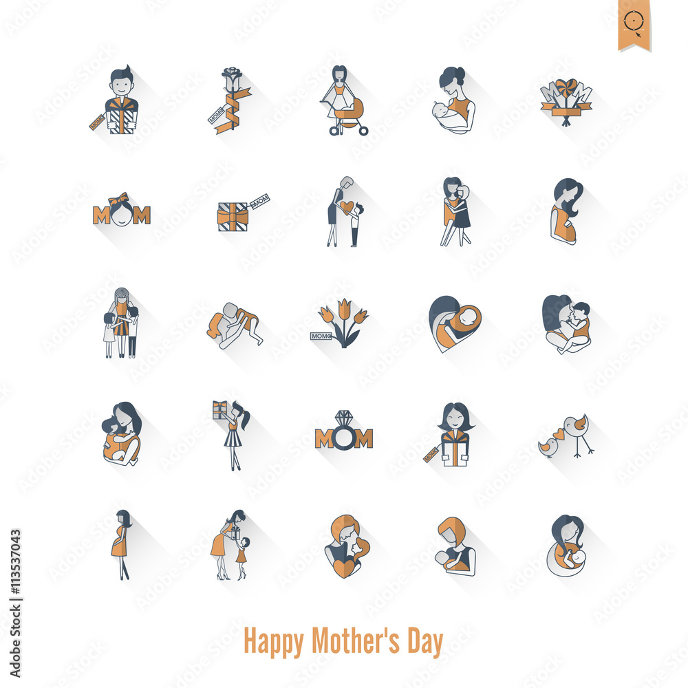 Fototapeta premium Happy Mothers Day Icons