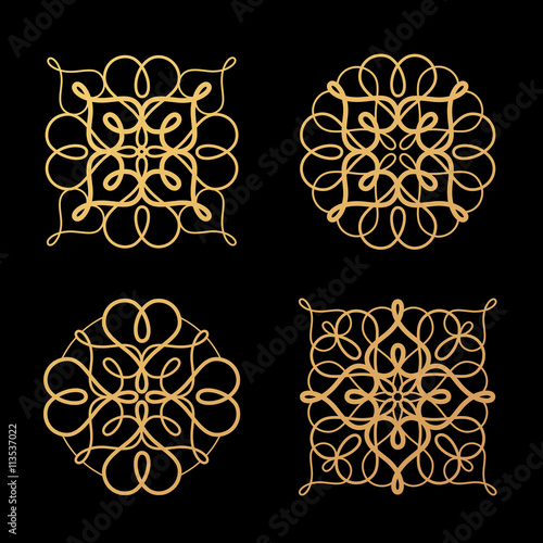 A set of abstract design elements openwork.