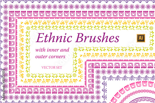 Ethnic Mexican Brushes Vector set