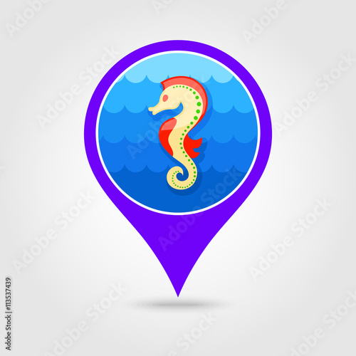 Sea Horse pin map icon. Summer. Vacation