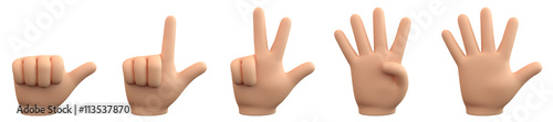 Handzeichen für Zahlen auf deutsch - eins, zwei, drei, vier, fünf photo