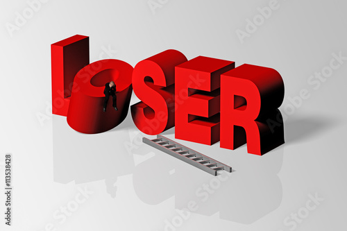 Loser Concept Illustrated by Loser Word and Person, 3D Rendering photo