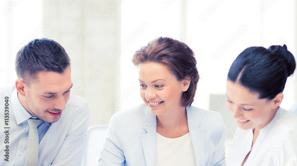 business team discussing something in office business team discussing something in office