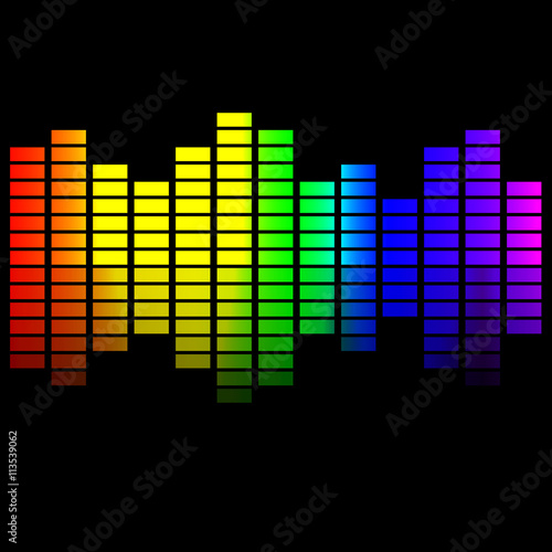 Rainbow music equalizer on black background