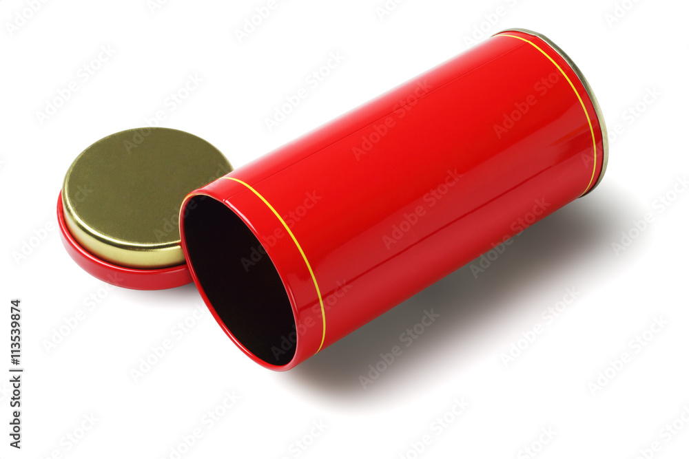 Red Cylindrical Metal Container Red Cylindrical Metal Container