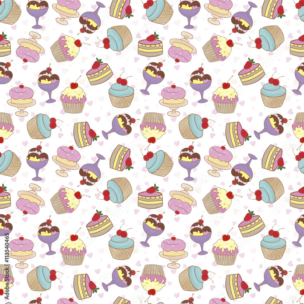 Seamless pattern with candies and sweets. Seamless pattern with candies and sweets.