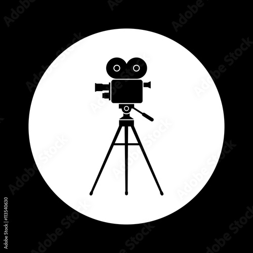Black and white movie camera icon