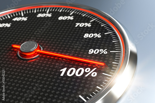 Schilderij op canvas Tachometer kurbelt die Motivation auf 100 Prozent