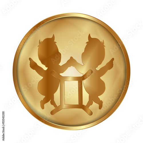 Gemini Zodiac Disc gold medallion