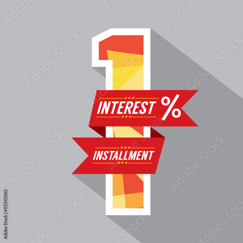 One Percent Interest Installment Vector Illustration.