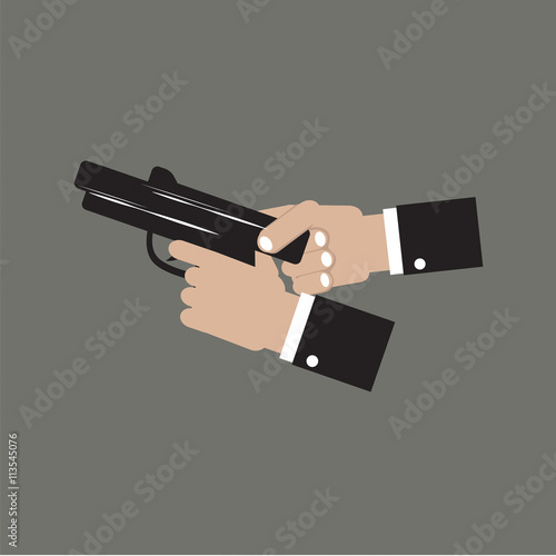Semi-Automatic Handgun Vector Illustration.