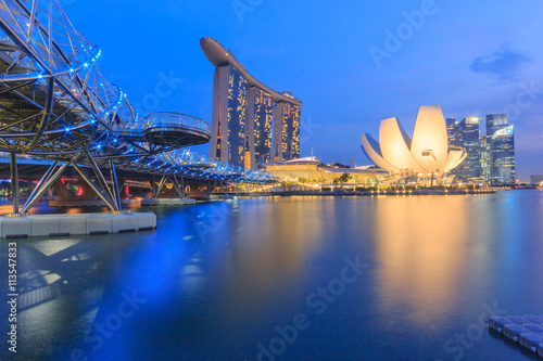 Singapore city skyline at Twilight time