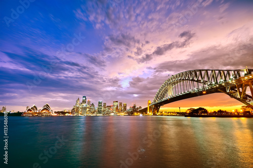 Photography Panorama of Sydney Harbour at sunset
