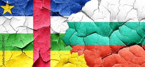 Central african republic flag with Bulgaria flag on a grunge cra
