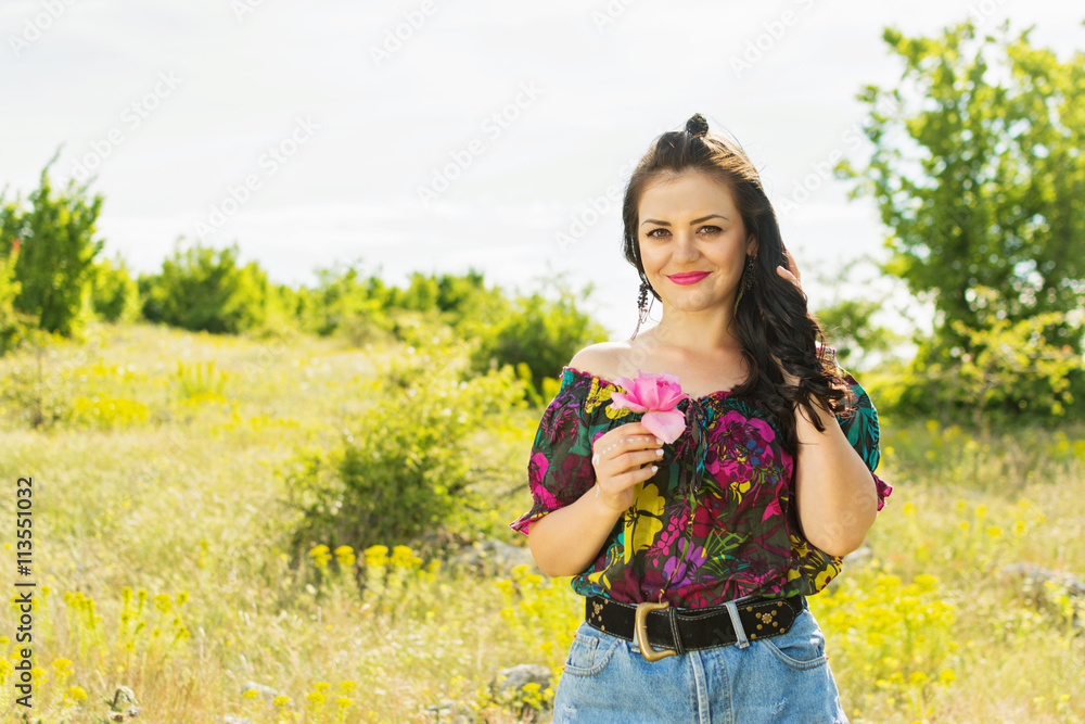 Gorgeous young woman in nature in summer Gorgeous young woman in nature in summer