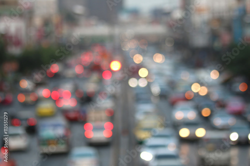 blurred traffic jam with light on  street in bangkok , Motion bl © ninenoy101