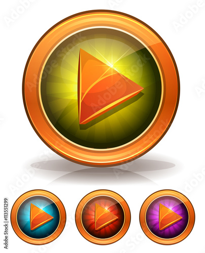 Golden Play Buttons For Game Ui