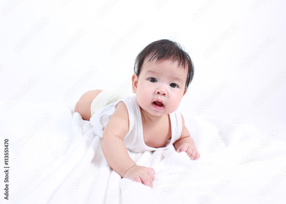 Cute and healthy baby with white background Cute and healthy baby with white background