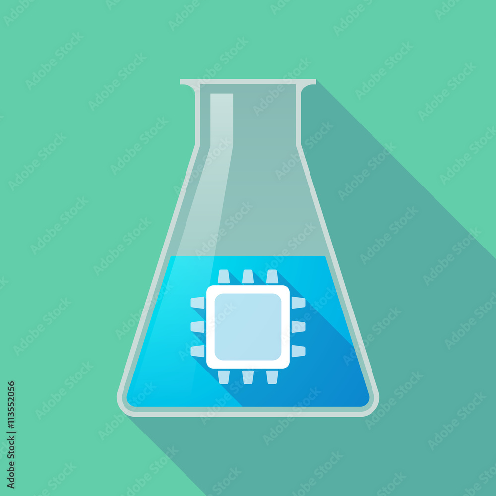 Long shadow chemical test tube with a cpu Long shadow chemical test tube with a cpu