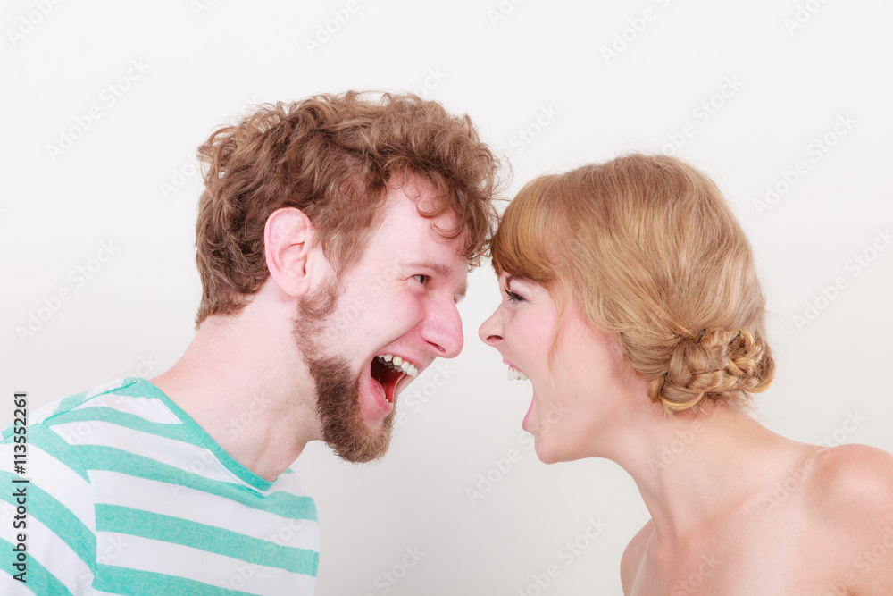 Angry woman and man yelling at each other. Angry woman and man yelling at each other.