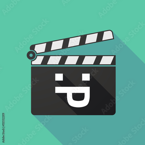 Long shadow clapperboard with a sticking out tongue text face