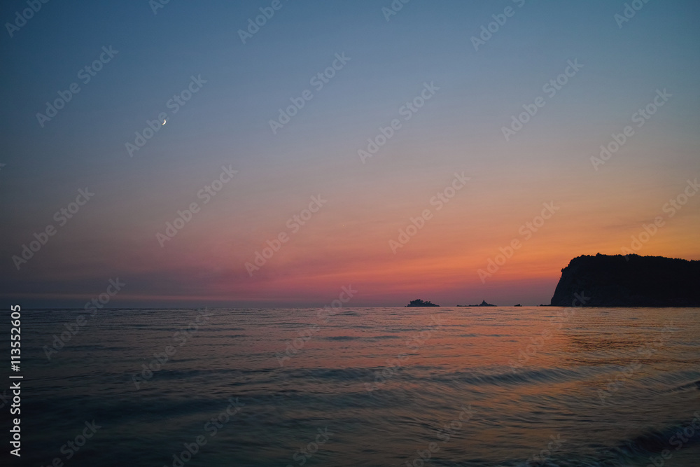 Montenegro sunset on  Mediterranean Sea