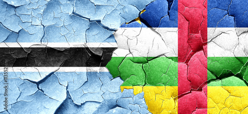Botswana flag with Central African Republic flag on a grunge cra