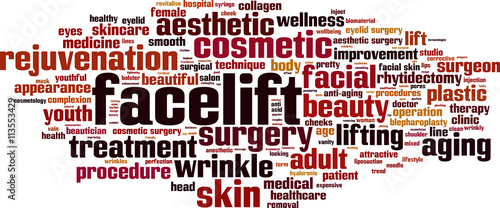 Facelift word cloud concept. Vector illustration