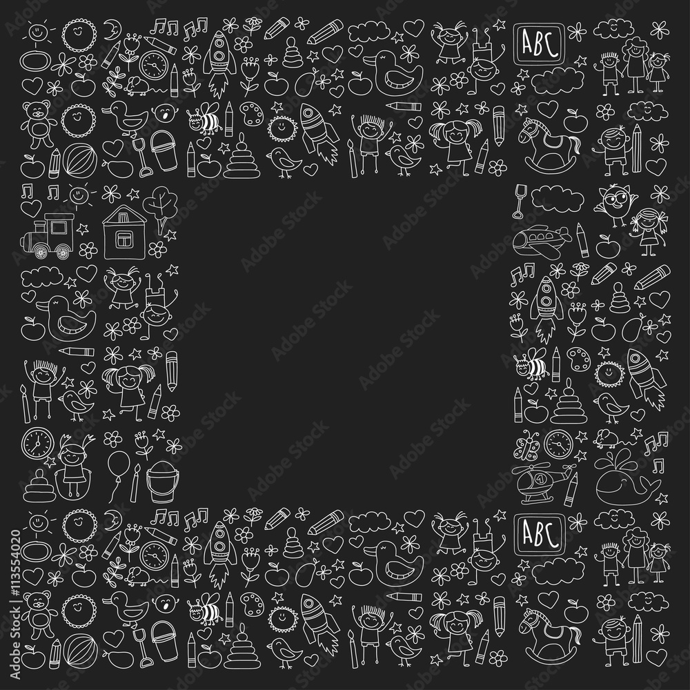 Doodle vector kindergarten elements Doodle vector kindergarten elements