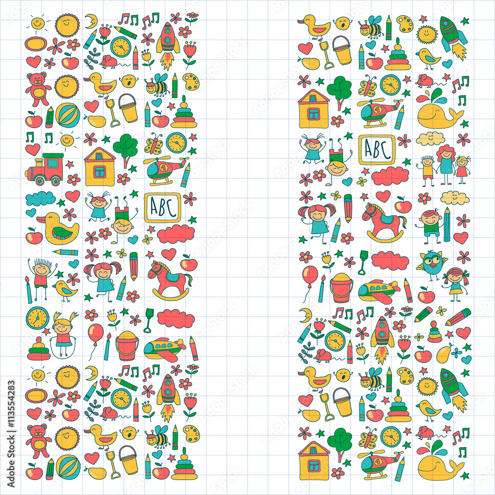 Doodle vector kindergarten elements Doodle vector kindergarten elements