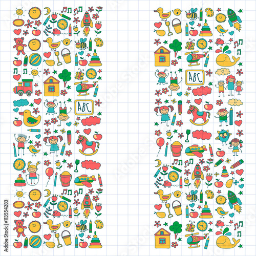 Doodle vector kindergarten elements