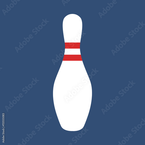 Flat icon white skittle with red lines on blue background. Vector illustration.