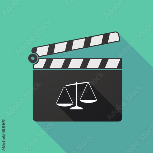 Long shadow clapperboard with  an unbalanced weight scale