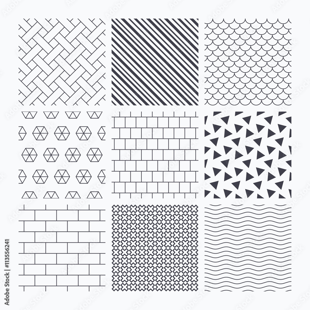 Bricks, tile roof and mosaic seamless textures. Bricks, tile roof and mosaic seamless textures.