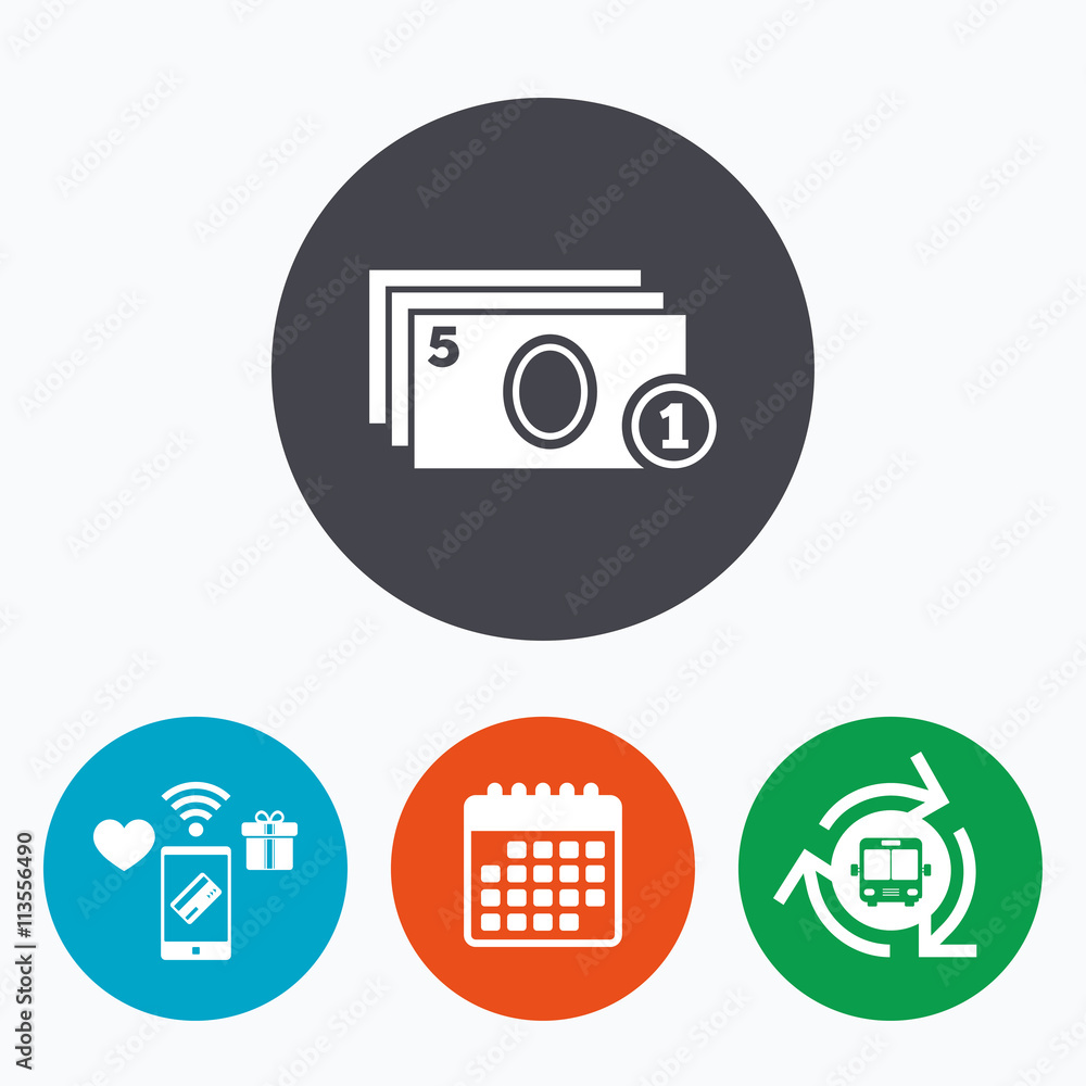 Cash and coin sign icon. Paper money symbol. Cash and coin sign icon. Paper money symbol.
