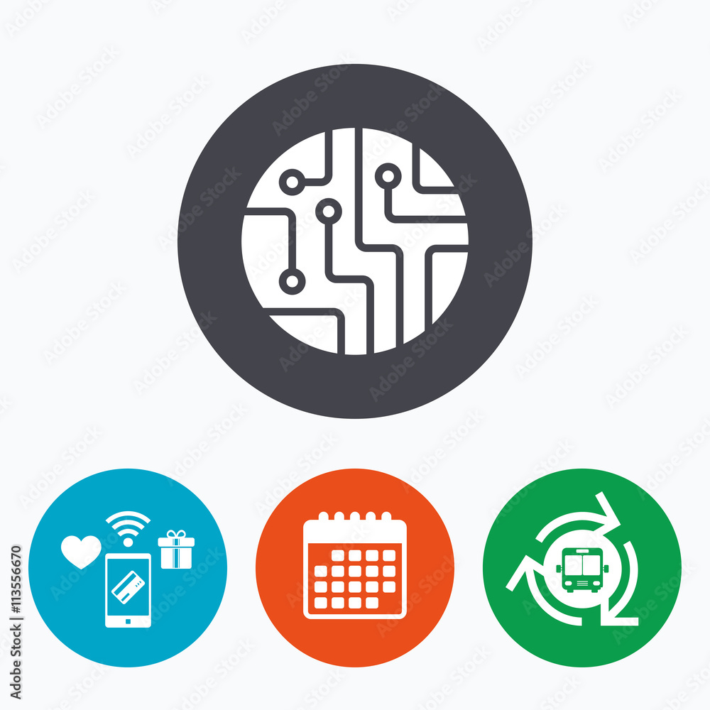 Circuit board sign icon. Technology symbol. Circuit board sign icon. Technology symbol.