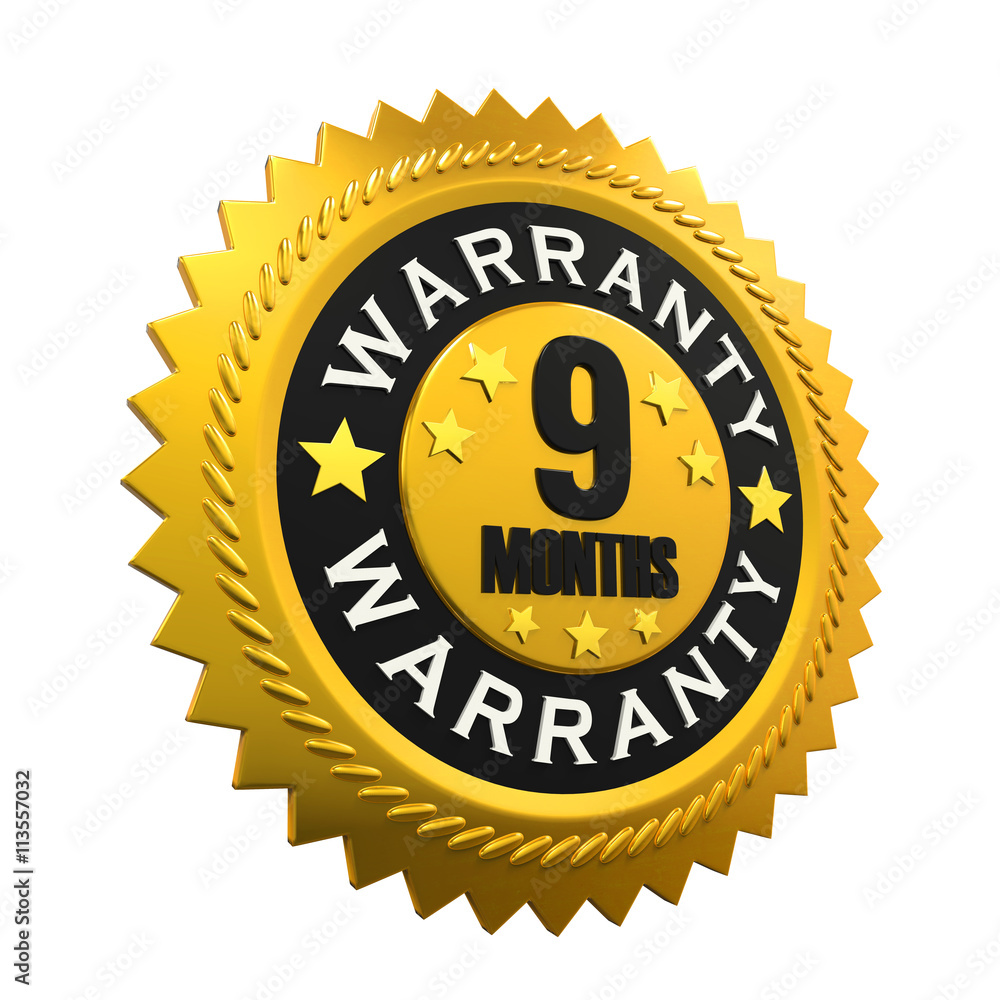 9 Months Warranty Sign. 3D rendering 9 Months Warranty Sign. 3D rendering