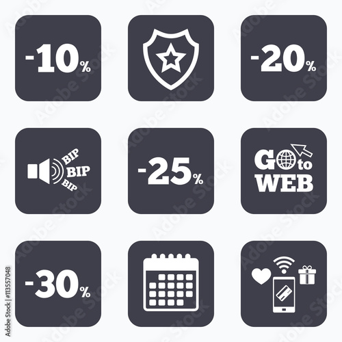 Sale discount icons. Special offer price signs.