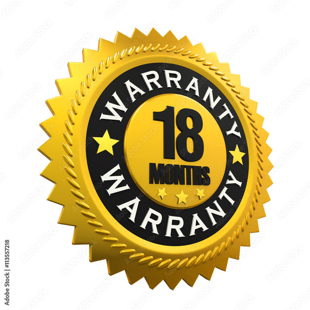 18 Months Warranty Sign. 3D rendering 18 Months Warranty Sign. 3D rendering