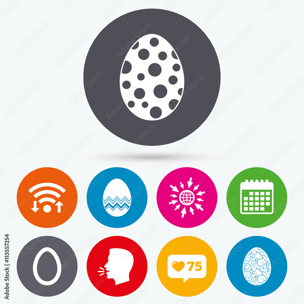 Easter eggs signs. Circles and floral patterns. Easter eggs signs. Circles and floral patterns.