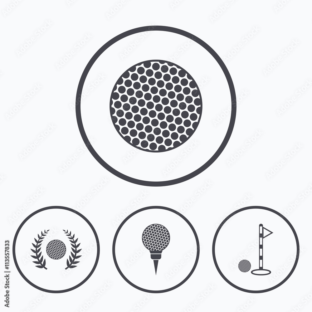 Golf ball icons. Laurel wreath award symbol. Golf ball icons. Laurel wreath award symbol.