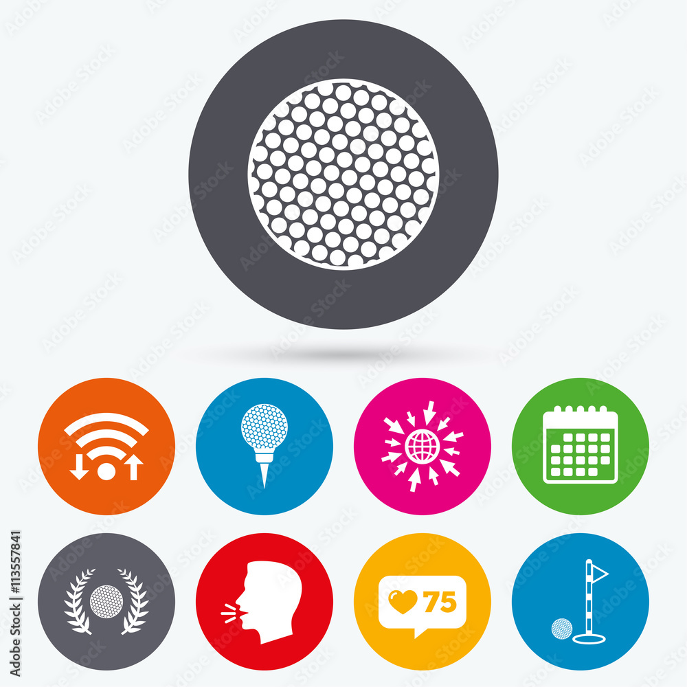 Fototapeta premium Golf ball icons. Laurel wreath award symbol.