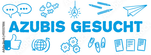 Stick Figure Series Banner Blue / Azubis gesucht